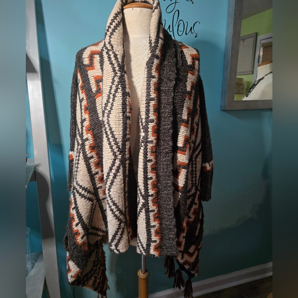 Abercrombie & Fitch Southwestern Print Chubby Knit Duster Sweater